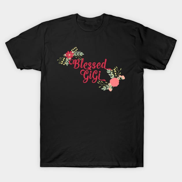 Blessed GiGi Floral Christian Grandma Design T-Shirt by g14u